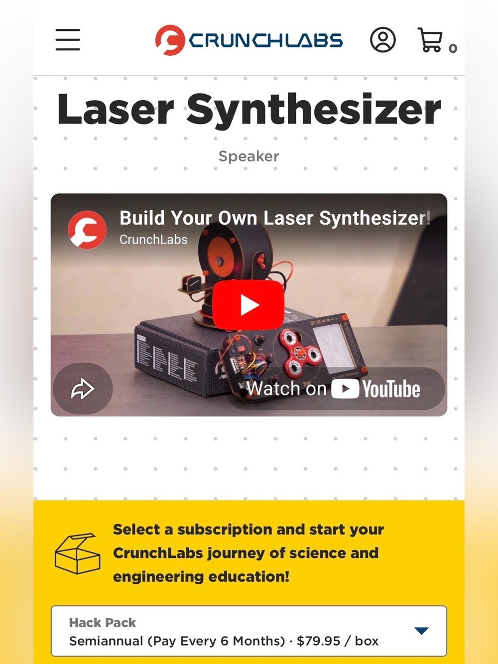 Crunch Labs Hack Pack The Hack 010 Laser Synthesizer New unopened Box